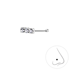Wholesale Silver Crystal Bar Nose Stud with Ball