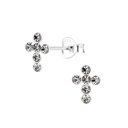 Wholesale Silver Cross Crystal Stud Earrings