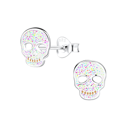 Wholesale Silver Skull Stud Earrings