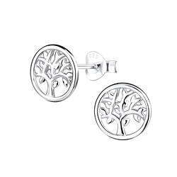 Wholesale Silver Tree of Life Stud Earrings