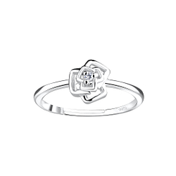 Wholesale Silver Rose Flower Adjustable Ring