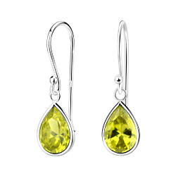 Wholesale 7x10mm Pear Cubic Ziconia Silver Earrings