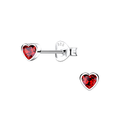 Wholesale Silver Heart Cubic Zirconia Stud Earrings