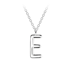 Wholesale Silver Letter E Necklace