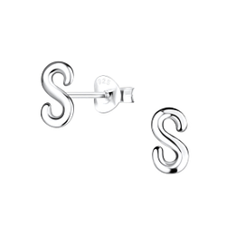 Wholesale Silver Letter S Stud Earrings