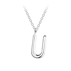 Wholesale Silver Letter U Necklace