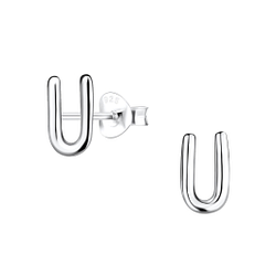 Wholesale Silver Letter U Stud Earrings