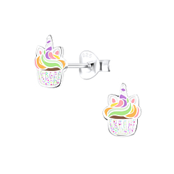 Wholesale Silver Cupcake Stud Earrings