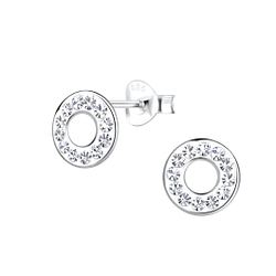 Wholesale Silver Circle Crystal Stud Earrings