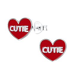 Wholesale Silver Cutie Heart Stud Earrings