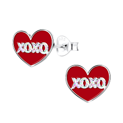 Wholesale Silver XOXO Heart Stud Earrings