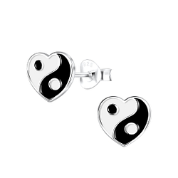 Wholesale Silver Yin Yang Heart Stud Earrings