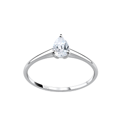 Wholesale 4x6mm Pear Cubic Zirconia Silver Ring