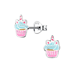 Wholesale Silver Cupcake Stud Earrings