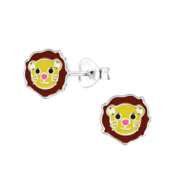 Wholesale Silver Lion Stud Earrings