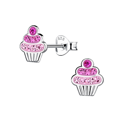 Wholesale Silver Cupcakes Stud Earrings