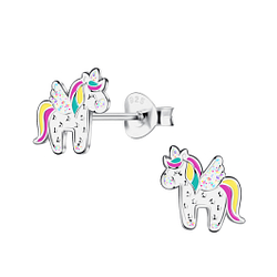 Wholesale Silver Unicorn Stud Earrings