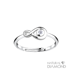 Wholesale Silver Infinity Adjustable Ring With Natural Diamond