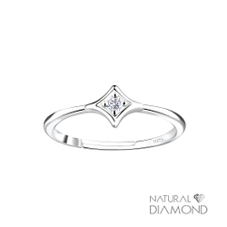 Wholesale Silver Diamond Shaped Adjustable Ring With Natural Diamond