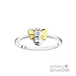 Wholesale Silver Bee Adjustable Ring With Natural Diamond