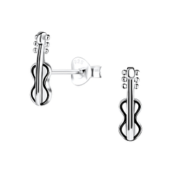 Wholesale Silver Guitar Stud Earrings