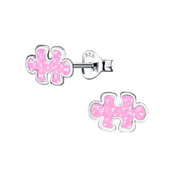 Wholesale Silver Puzzle Stud Earrings