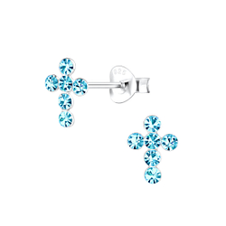 Wholesale Silver Cross Crystal Stud Earrings