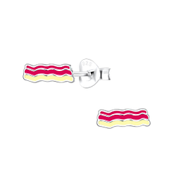 Wholesale Silver Bacon Stud Earrings