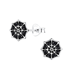 Wholesale Silver Spider Web Stud Earrings