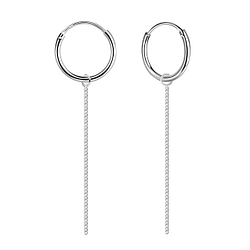 Wholesale Silver Cable Chain Charm Hoop Earrings