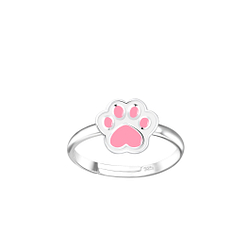 Wholesale Silver Paw Print Adjustable Ring