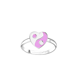 Wholesale Silver Yin Yang Heart Adjustable Ring