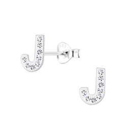Wholesale Silver Letter J Stud Earrings