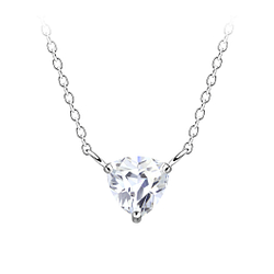 Wholesale 6mm Trillion Cubic Zirconia Silver Necklace