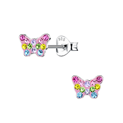 Wholesale Silver Butterfly Crystal Stud Earrings