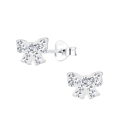 Wholesale Silver Bow Stud Earrings 