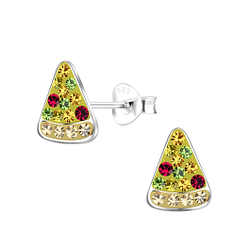 Wholesale Silver Pizza Stud Earrings