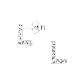 Wholesale Silver Letter L Stud Earrings