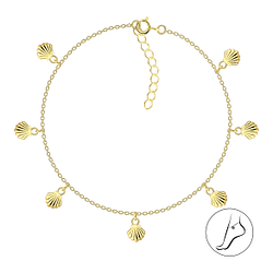 Wholesale 25cm Silver Shell Charm Anklet with Extension