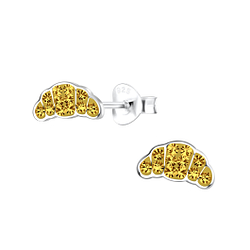 Wholesale Silver Croissants Stud Earrings