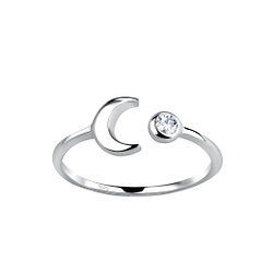 Wholesale Silver Opened Moon Ring