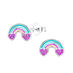 Wholesale Silver Rainbow Stud Earrings