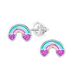 Wholesale Silver Rainbow Screw Back Earrings