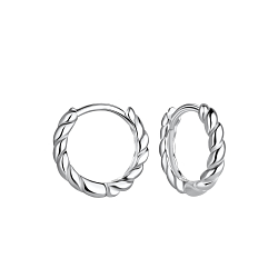 Wholesale 12mm Silver Twisted Huggie Earrings