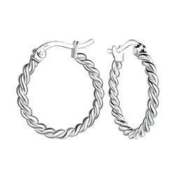 Wholesale 18mm Twisted Silver French Lock Hoop Earrings