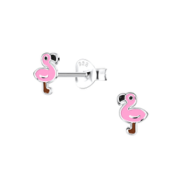 Wholesale Silver Flamingo Stud Earrings