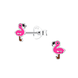 Wholesale Silver Flamingo Stud Earrings