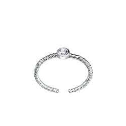 Wholesale 2.5mm Round Cubic Zirconia Silver Twisted Toe Ring