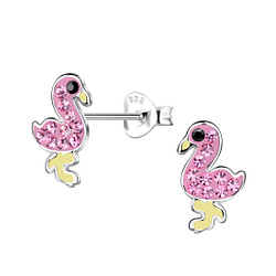 Wholesale Silver Flamingo Stud Earrings