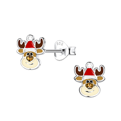 Wholesale Silver Reindeer Stud Earrings